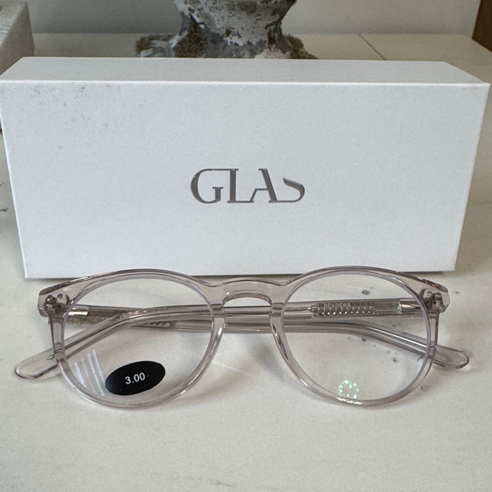 GLAS Premium Reading Glasses in Clear Quartz Emily Style Strength 3.00